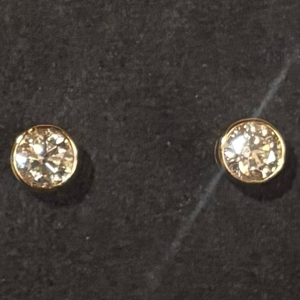 14k Yellow Gold & Diamond 18mm Stud Earrings